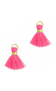 Mini Quaste 1.2cm - Gold-fuchsia neon pink